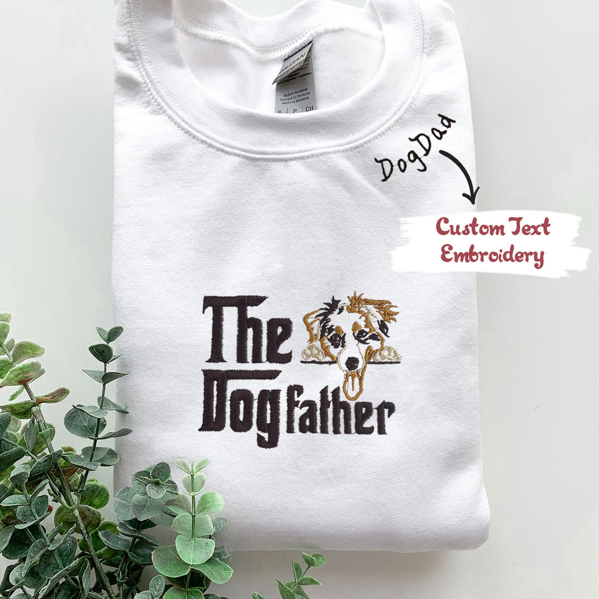 Embroidered Australian Shepherd Dog Dad Embroidered Sweatshirt or Hoodie - Embroly