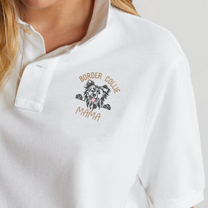 Custom Border Collie Dog Mama Embroidered Polo Shirt, Personalized Polo Shirt with Dog Name, Best Gifts For Boxer Lovers