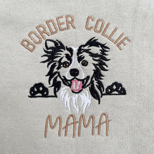Custom Border Collie Dog Mama Embroidered Tote Bag, Personalized Tote Bag with Dog Name, Best Gifts For Boxer Lovers