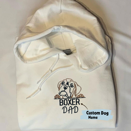 Custom Boxer Dog Dad Embroidered Hoodie, Personalized Hoodie with Dog Name, Best Gifts For Boxer Lovers - Embroly
