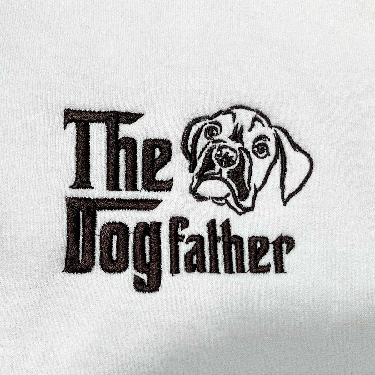 Custom Boxer Dog Dad Sweatshirt Embroidered Collar, Personalized The DogFather Sweatshirt Boxer, Best Gifts For Boxer Lovers - Embroly