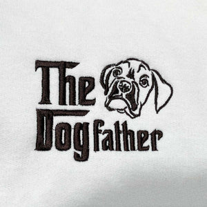 Custom Boxer Dog Dad Sweatshirt Embroidered Collar, Personalized The DogFather Sweatshirt Boxer, Best Gifts For Boxer Lovers