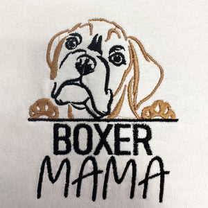Custom Boxer T shirts, Dog Mama Shirt Embroidered Collar with Dog Name, Best Gifts For Boxer Lovers