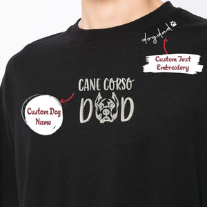 Custom Cane Corso Dog Dad Shirt Embroidered Collar , Personalized Shirt with Dog Name, Cane Corso Gifts Dog Lovers