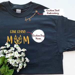 Custom  Cane Corso Dog Mom Embroidered Collar Shirt, Personalized Shirt with Dog Name, Cane Corso Gifts Dog Lovers
