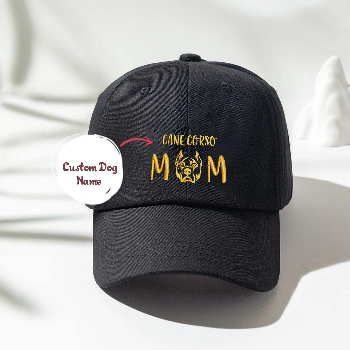 Custom Cane Corso Dog Mom Embroidered Hat, Personalized Hat with Dog Name, Cane Corso Gifts Dog Lovers