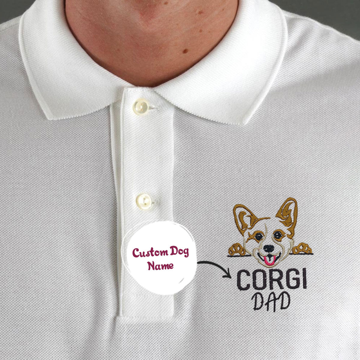 Custom Corgi Dog Dad Embroidered Apron, Personalized Apron with Dog Name, Best Gifts For Corgi Lovers