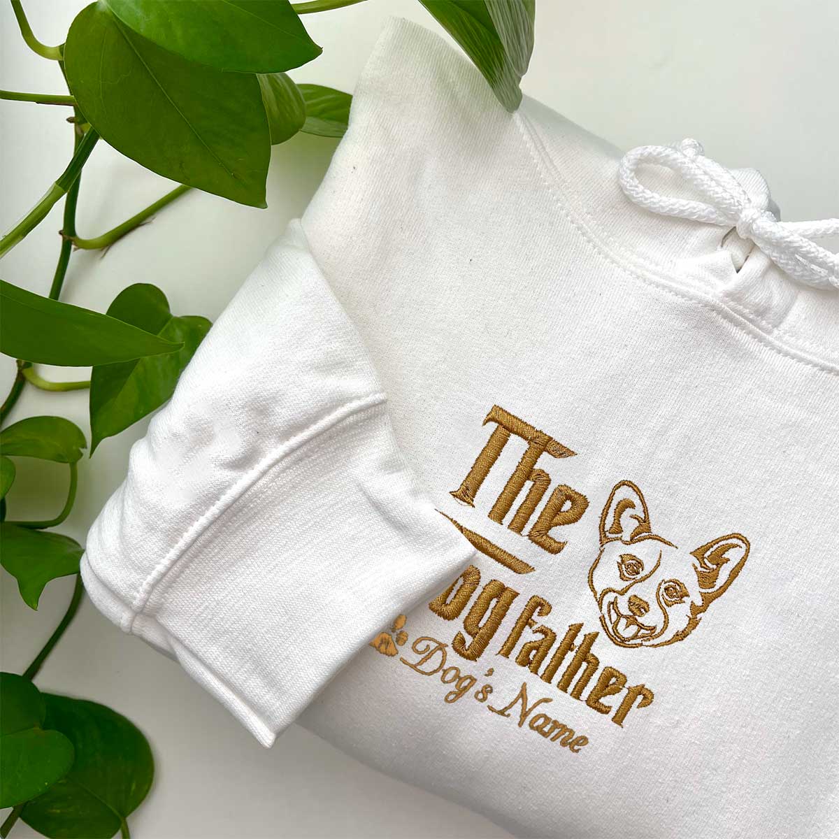 Custom Corgi Dog Dad Embroidered Hoodie, Personalized The DogFather Hoodie Corgi, Best Gifts For Corgi Lovers