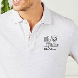 Custom Corgi Dog Dad Embroidered Polo Shirt, Personalized The DogFather Polo Shirt Corgi, Best Gifts For Corgi Lovers