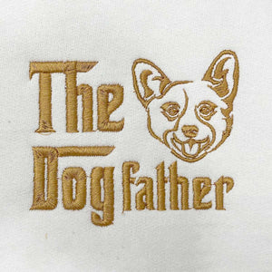 Custom Corgi Dog Dad Sweatshirt Embroidered Collar, Personalized The DogFather Sweatshirt Corgi, Best Gifts For Corgi Lovers