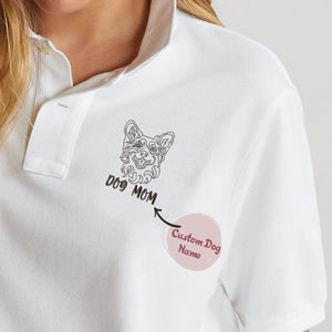 Custom Corgi Dog Mom Embroidered Polo Shirt , Personalized Polo Shirt with Dog Name, Best Gifts For Corgi Lovers