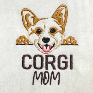 Custom Corgi Dog Mom Embroidered Tote Bag, Personalized Tote Bag with Dog Name, Best Gifts For Corgi Lovers