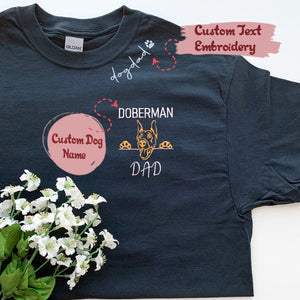 Custom Doberman Dog Dad Embroidered Collar Shirt, Personalized Shirt with Dog Name, Unique Gifts For Doberman Lovers