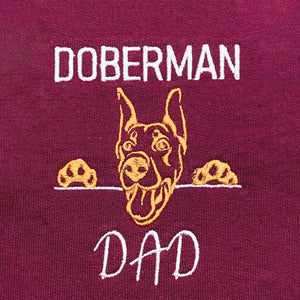 Custom Doberman Dog Dad Embroidered Polo Shirt, Personalized Polo Shirt with Dog Name, Best Gifts For Doberman Lovers
