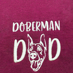 Custom Doberman Dog Dad Embroidered Tote Bag, Personalized Tote Bag with Dog Name, Best Gifts For Doberman Lovers
