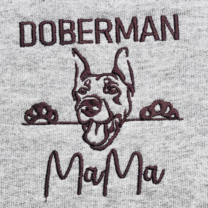 Custom Doberman Dog Mama Embroidered Collar Shirt, Personalized Shirt with Dog Name, Best Gifts For Doberman Lovers - Embroly
