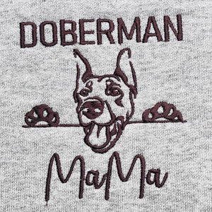 Custom Doberman Dog Mama Embroidered Polo Shirt, Personalized Polo Shirt with Dog Name, Best Gifts For Doberman Lovers