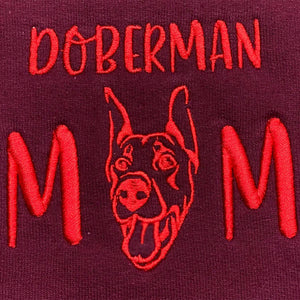 Custom Doberman Dog Mom Embroidered Collar Shirt, Personalized Shirt with Dog Name, Best Gifts For Doberman Lovers