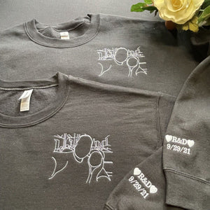 Personalized Date Hoodie, Sweatshirt Anniversary Year Embroidered Matching Couples Gifts