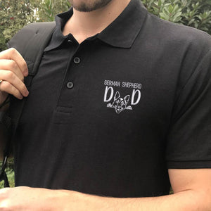 Custom German Shepherd Dog Dad Embroidered Polo Shirt, Personalized Polo Shirt with Dog Name, Gifts For German Shepherd Lovers