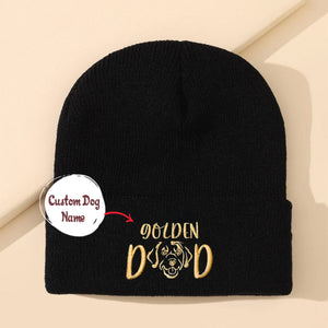 Custom Golden Retriever Dog Dad Embroidered Beanie, Personalized Beanie with Dog Name, Unique Gifts for Golden Retriever Lovers