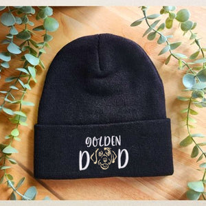 Custom Golden Retriever Dog Dad Embroidered Beanie, Personalized Beanie with Dog Name, Unique Gifts for Golden Retriever Lovers