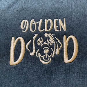 Custom Golden Retriever Dog Dad Embroidered Collar Shirt, Personalized Shirt with Dog Name, Gifts for Golden Retriever Lovers
