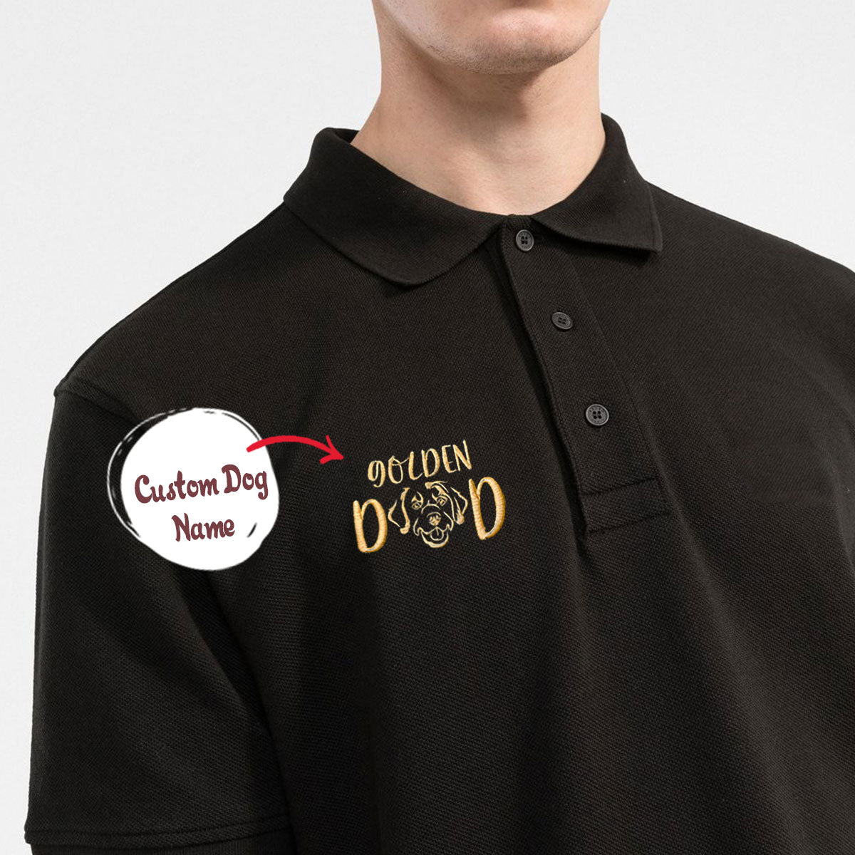 Custom Golden Retriever Dog Dad Embroidered Polo Shirt, Personalized  Polo Shirt with Dog Name, Gifts for Golden Retriever Lovers