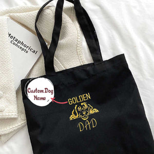 Custom Golden Retriever Dog Dad Embroidered Tote Bag, Personalized Tote Bag with Dog Name, Perfect Gifts for Golden Retriever Lovers