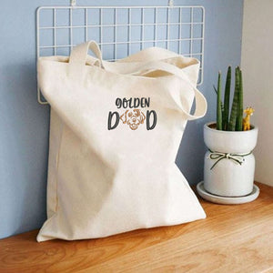 Custom Golden Retriever Dog Dad Embroidered Tote Bag, Personalized Tote Bag with Dog Name, Gifts for Golden Retriever Lovers