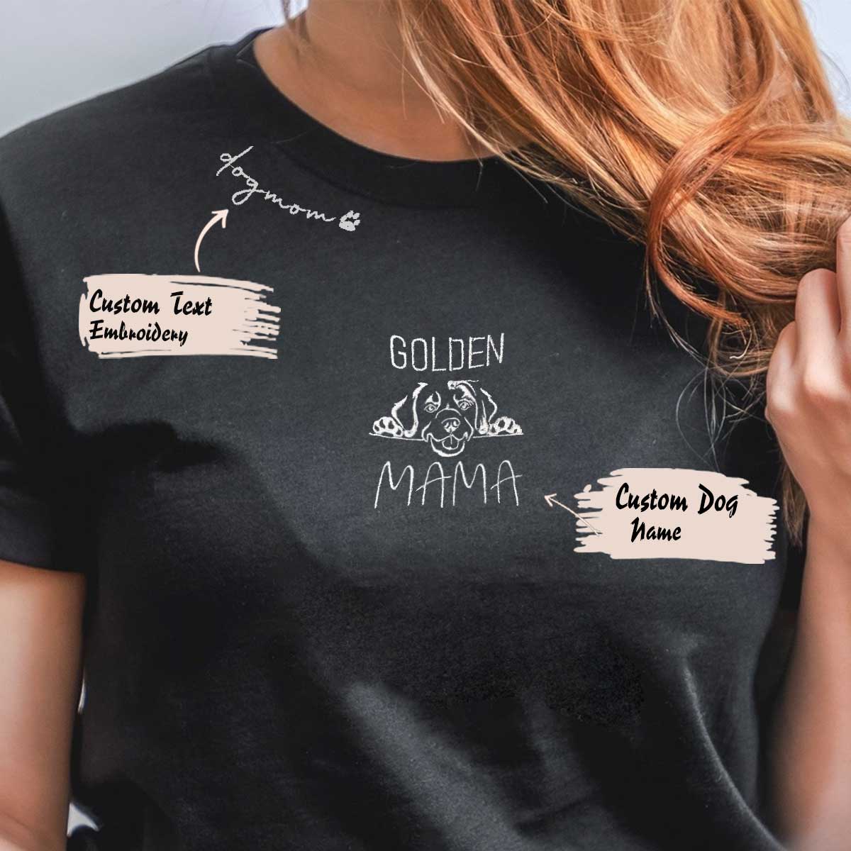 Custom Golden Retriever Dog Mama Embroidered Collar Shirt, Personalized Shirt with Dog Name, Gifts for Golden Retriever Lovers