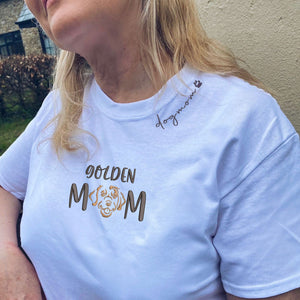 Custom Golden Retriever Dog Mom Embroidered Collar Shirt, Personalized Shirt with Dog Name, Gifts for Golden Retriever Lovers