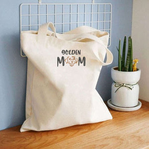 Custom Golden Retriever Dog Mom Embroidered Tote Bag, Personalized Tote Bag with Dog Name, Gifts for Golden Retriever Lovers