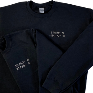 Matching Sweatshirts for Couples, Custom Location Coordinates Embroidered Sweatshirt Best Gift ideas for Boyfriend Girlfriend