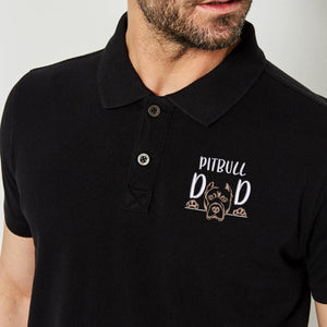 Custom Pitbull Dog Dad Polo Shirt, Personalized Polo Shirt with Embroidered Dog Name, Best Gifts for Pitbull Lovers