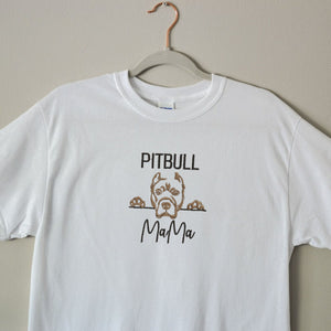 Custom Pitbull Dog Mama Embroidered Collar Shirt, Personalized Shirt with Dog Name, Best Gifts for Pitbull Lovers