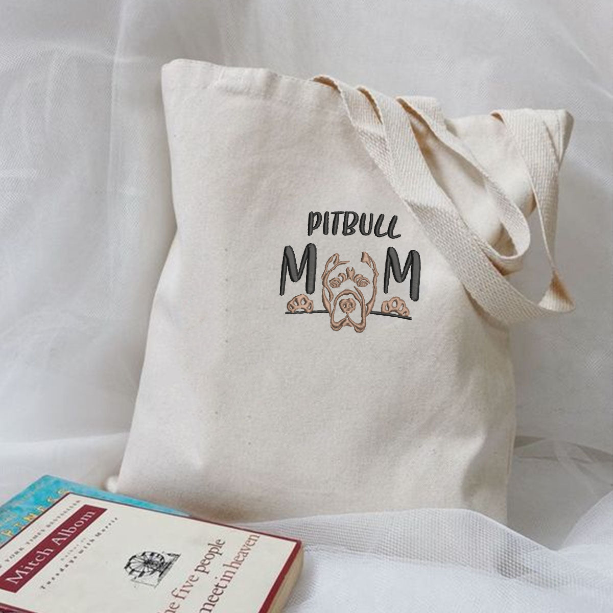 Custom Pitbull Tote Bag, Dog Mom Tote Bag with Embroidered Dog Name, Unique  Gifts For Pitbull Lover - Embroly