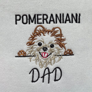 Custom Pomeranian Dog Dad Embroidered Collar Shirt, Personalized Shirt with Dog Name,  Best Gifts For Pomeranian Lovers