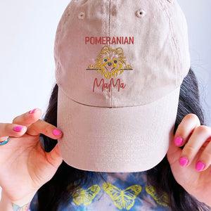 Custom Pomeranian Dog Mama Embroidered Hat, Personalized Hat with Dog Name, Best Gifts For Pomeranian Lovers