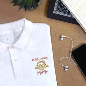 Custom Pomeranian Dog Mama Embroidered Polo Shirt, Personalized Polo Shirt with Dog Name, Best Gifts For Pomeranian Lovers