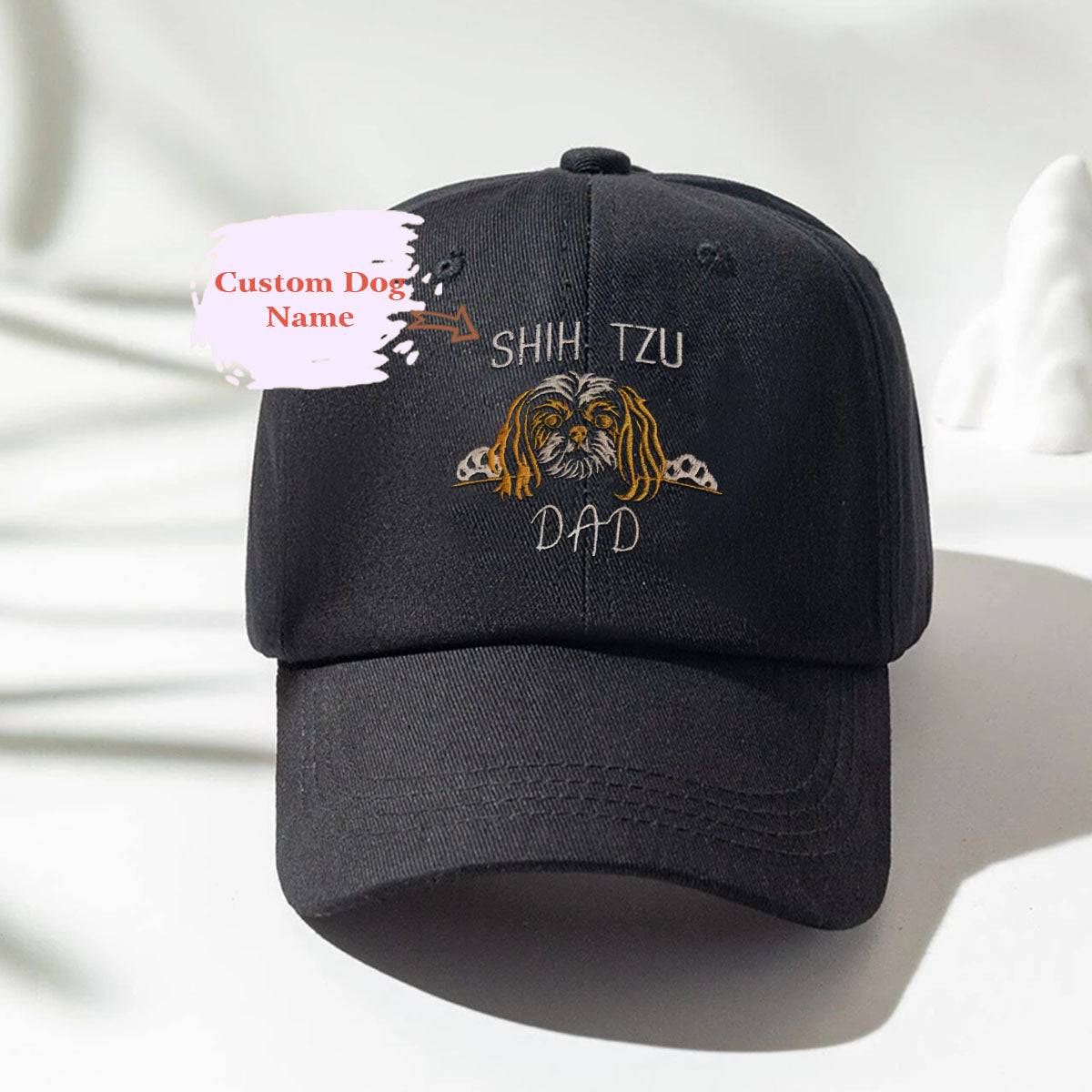Custom Shih Tzu Dog Dad Embroidered Hat, Personalized Hat with Dog Name, Best Gifts For Shih Tzu Lovers