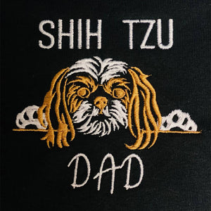 Custom Shih Tzu Dog Dad Shirt Embroidered Collar, Personalized Shirt with Dog Name, Best Gifts For Shih Tzu Lovers