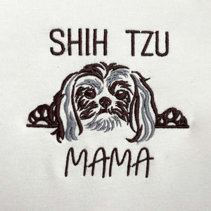 Custom Shih Tzu Dog Mama Embroidered Tote Bag, Personalized Tote Bag with Dog Name, Best Gifts For Shih Tzu Lovers