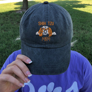 Custom Shih Tzu Dog Mom Embroidered Hat, Personalized Hat with Dog Name, Best Gifts For Shih Tzu Lovers