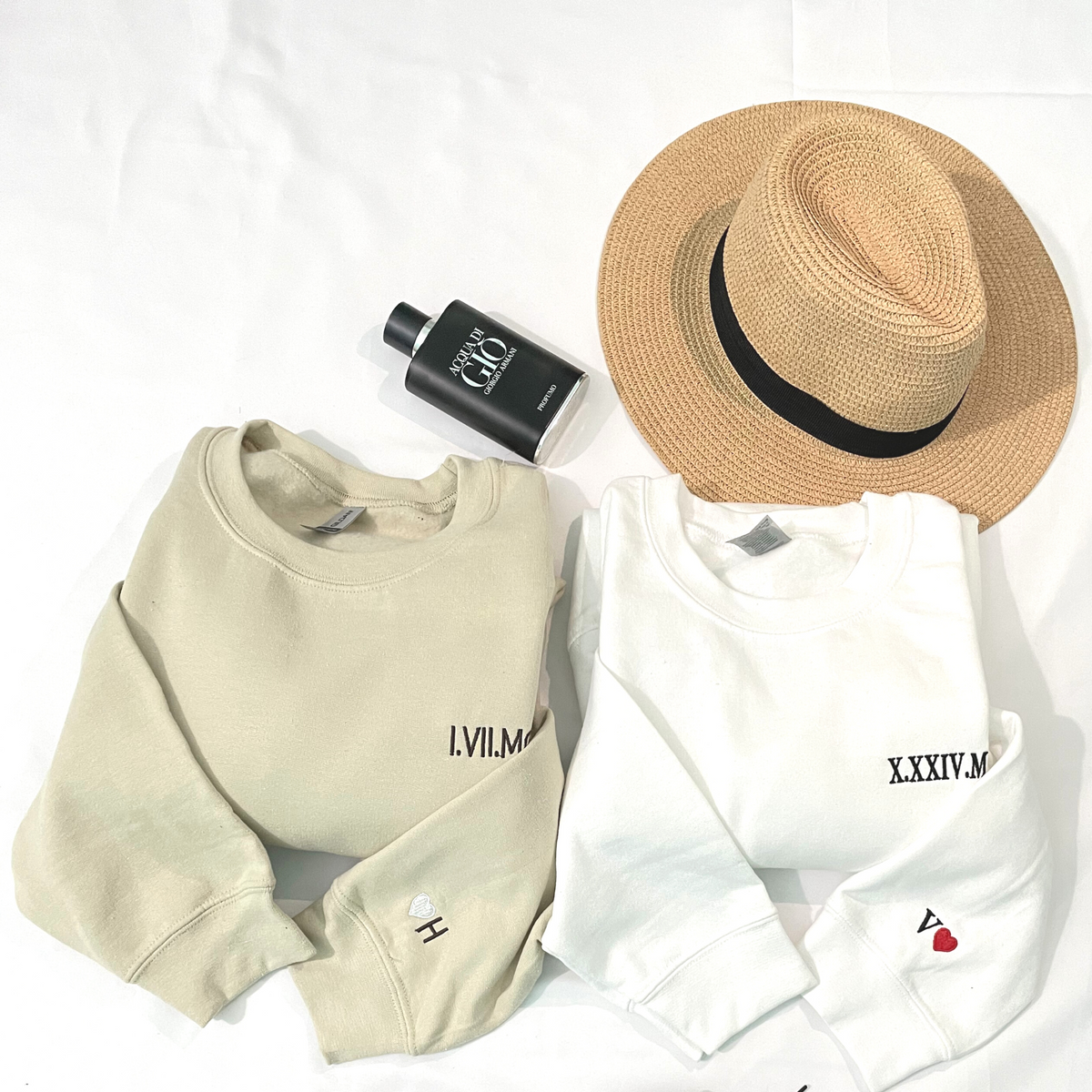 Custom Embroidered Roman Numeral Date Sweatshirt, Hoodie Personalized Date Anniversary Year Wedding Gifts - Embroly