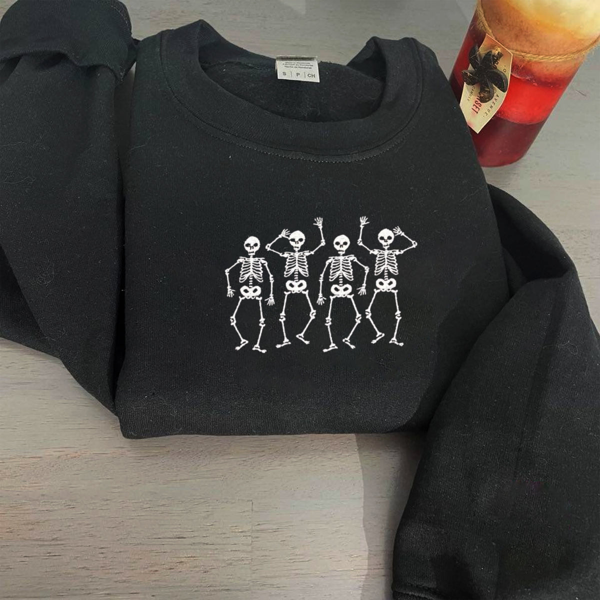 Embroidered Dancing Skeletons Sweatshirt - Embroly