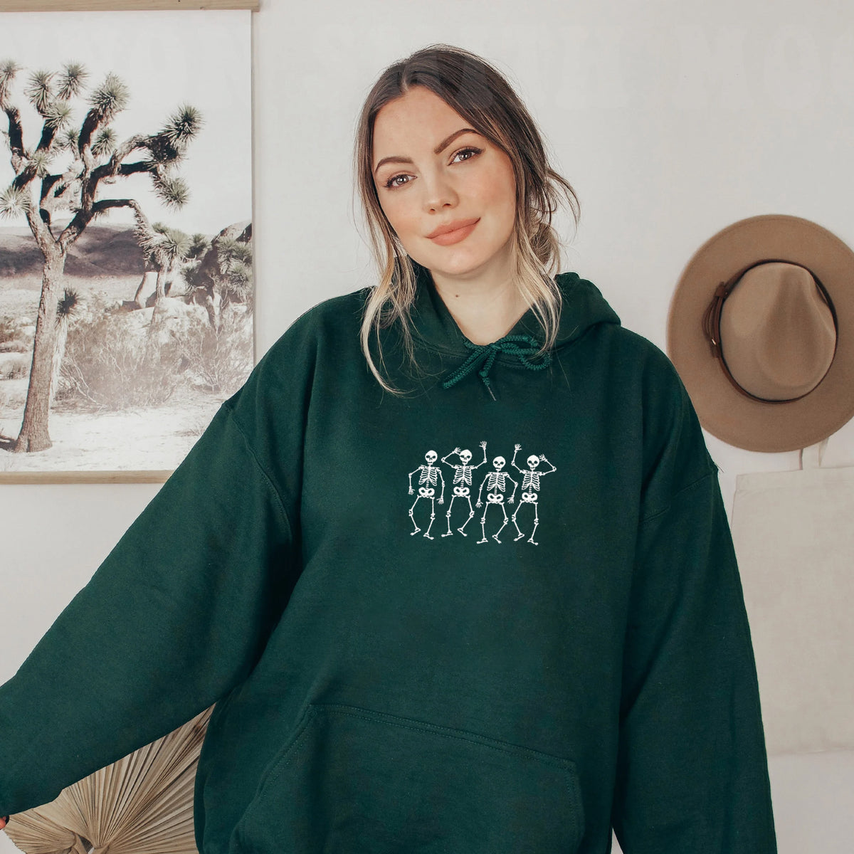 Embroidered Dancing Skeletons Sweatshirt - Embroly