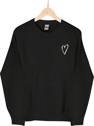 Embroidered Crewneck Heart Pocket Valentine's Day Love Sweatshirt Sweatshirt Gift For Her