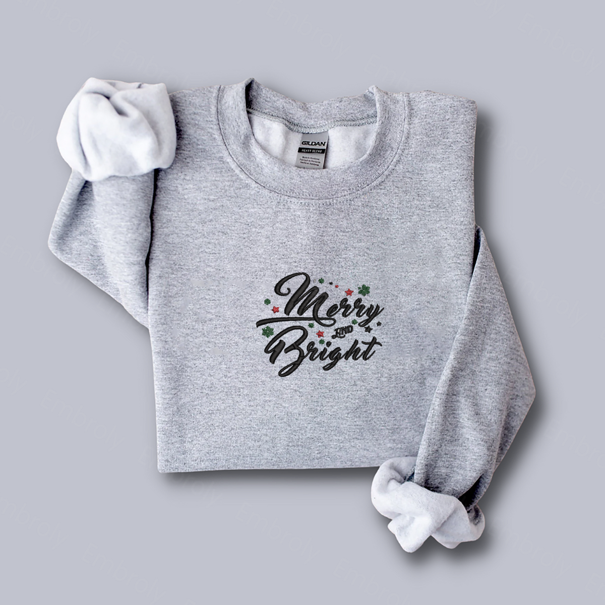 Merry Bright Christmas Gifts Sweatshirt, Hoodie Embroidered - Embroly