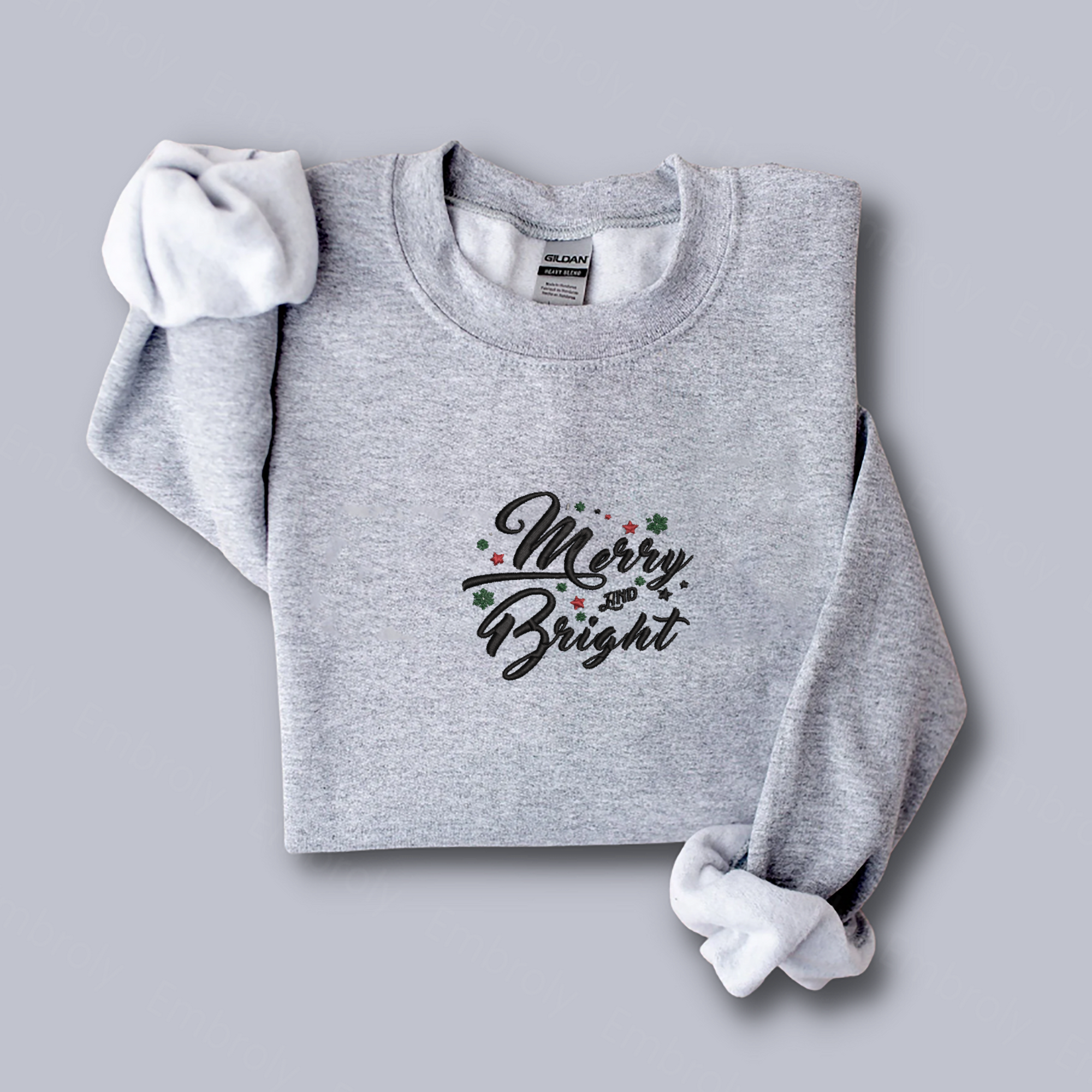 Merry Bright Christmas Gifts Sweatshirt, Hoodie Embroidered